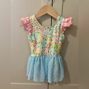 cheeky plum Floral Knit Dress with Blue Tulle